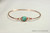 14k rose gold filled wire wrapped bangle bracelet with jade green pearl handmade by Jessica Luu Jewelry