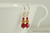 14K yellow gold filled three stone orange topaz red scarlet crystal dangle earrings handmade by Jessica Luu Jewelry