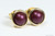 14K yellow gold filled wire wrapped dark purple elderberry pearl stud earrings handmade by Jessica Luu Jewelry