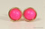 14K yellow gold filled neon pink pearl stud earrings handmade by Jessica Luu Jewelry