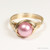 14K yellow gold filled wire wrapped powder pink 8mm pearl solitaire ring handmade by Jessica Luu Jewelry