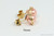 14K yellow gold filled wire wrapped rose peach pearl stud earrings handmade by Jessica Luu Jewelry