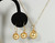 14K yellow gold filled wire wrapped pearl drop earrings and necklace set handmade by Jessica Luu Jewelry