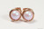 14K rose gold filled wire wrapped iridescent light pink dreamy rose pearl stud earrings handmade by Jessica Luu Jewelry