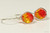Sterling silver wire wrapped orange red yellow fire opal crystal drop earrings handmade by Jessica Luu Jewelry