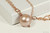 14K rose gold filled wire wrapped powder almond beige pearl pendant on chain necklace handmade by Jessica Luu Jewelry