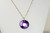 14K yellow gold filled chain necklace with heliotrope purple crystal pendant handmade by Jessica Luu Jewelry