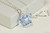 Sterling silver wire wrapped light sapphire blue crystal cube pendant on chain necklace handmade by Jessica Luu Jewelry