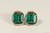 14K yellow gold filled wire wrapped emerald green crystal cube stud earrings handmade by Jessica Luu Jewelry