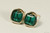 14K yellow gold filled wire wrapped emerald green crystal cube stud earrings handmade by Jessica Luu Jewelry