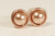 14K rose gold filled wire wrapped metallic pearl stud earrings handmade by Jessica Luu Jewelry
