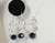 Sterling silver wire wrapped dark navy indigo blue crystal pendant on chain necklace and earrings set handmade by Jessica Luu Jewelry