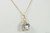 14K yellow gold filled wire wrapped blue shade crystal cube pendant on chain necklace handmade by Jessica Luu Jewelry