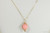 14K yellow gold filled herringbone wire wrapped pink coral solitaire pendant on chain necklace handmade by Jessica Luu Jewelry