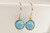 14K yellow gold filled wire wrapped turquoise blue drop earrings handmade by Jessica Luu Jewelry