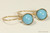 14K yellow gold filled wire wrapped turquoise blue drop earrings handmade by Jessica Luu Jewelry