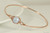 14K rose gold filled wire wrapped iridescent dreamy blue pearl solitaire bangle bracelet handmade by Jessica Luu Jewelry