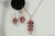 14K rose gold filled wire wrapped iris purple crystal pendant on chain necklace and earrings set handmade by Jessica Luu Jewelry