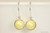 Sterling silver wire wrapped pastel light yellow pearl drop earrings handmade by Jessica Luu Jewelry