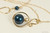 14K yellow gold filled pendant on chain necklace with petrol dark blue pearl solitaire handmade by Jessica Luu Jewelry