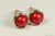 14K rose gold filled wire wrapped rouge red pearl stud earrings handmade by Jessica Luu Jewelry