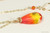 14K yellow gold filled wire wrapped fire opal orange crystal pendant on chain necklace handmade by Jessica Luu Jewelry