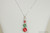 Sterling silver wire wrapped rouge red and eden green pearl pendant on chain necklace handmade by Jessica Luu Jewelry