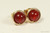 14K yellow gold filled wire wrapped red carnelian gemstone stud earrings handmade by Jessica Luu Jewelry