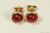 14K yellow gold filled wire wrapped red carnelian gemstone stud earrings handmade by Jessica Luu Jewelry