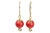 Gold Large Rouge Red Pearl Earrings - Available with Matching Necklace and Other Metal Options