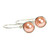 Sterling silver wire wrapped 8mm rose peach pearl drop earrings handmade by Jessica Luu Jewelry