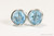 Sterling silver wire wrapped aquamarine blue round crystal stud earrings handmade by Jessica Luu Jewelry