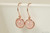 14K rose gold wire wrapped rose quartz gemstone earrings handmade by Jessica Luu Jewelry