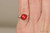 14K rose gold filled wire wrapped rouge red pearl solitaire ring handmade by Jessica Luu Jewelry