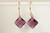 14K yellow gold filled amethyst purple crystal dangle earrings handmade by Jessica Luu Jewelry