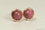 14K rose gold filled wire wrapped rhodonite pink gemstone stud earrings handmade by Jessica Luu Jewelry