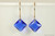 14K gold filled earrings with majestic blue crystal dangles handmade by Jessica Luu Jewelry