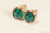 14K rose gold filled wire wrapped emerald green crystal stud earrings handmade by Jessica Luu Jewelry