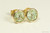 14K gold filled wire wrapped chrysolite light green crystal stud earrings handmade by Jessica Luu Jewelry