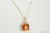 14k gold filled wire wrapped pendant on chain necklace with orange topaz crystal cube handmade by Jessica Luu Jewelry