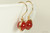 14K gold filled wire wrapped carnelian red gemstone earrings handmade by Jessica Luu Jewelry