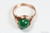 14K rose gold filled wire wrapped malachite green gemstone ring handmade by Jessica Luu Jewelry