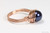 14K rose gold filled wire wrapped night navy blue pearl solitaire ring handmade by Jessica Luu Jewelry