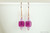 14K rose gold filled dangle earrings with fuchsia lavender crystals handmade by Jessica Luu Jewelry
