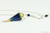 Sterling silver necklace with dark blue and yellow crystal pendant handmade by Jessica Luu Jewelry