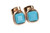 14K rose gold filled wire wrapped turquoise blue faceted cube crystal studs handmade by Jessica Luu Jewelry