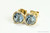 14K gold filled wire wrapped denim blue crystal round stud earrings handmade by Jessica Luu Jewelry