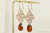 14K rose gold filled wire wrapped amber brown crystal dangle earrings handmade by Jessica Luu Jewelry