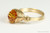 14K yellow gold filled wire wrapped 8mm faceted, round orange topaz crystal solitaire ring handmade by Jessica Luu Jewelry