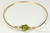 14k yellow gold filled wire wrapped bangle bracelet with olive green crystal handmade by Jessica Luu Jewelry